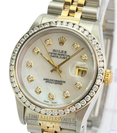 rolex datejust mop diamond white dial|rolex datejust with diamonds price.